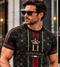 LUSSO ITALIA Black Heritage Monogram T-shirt male front