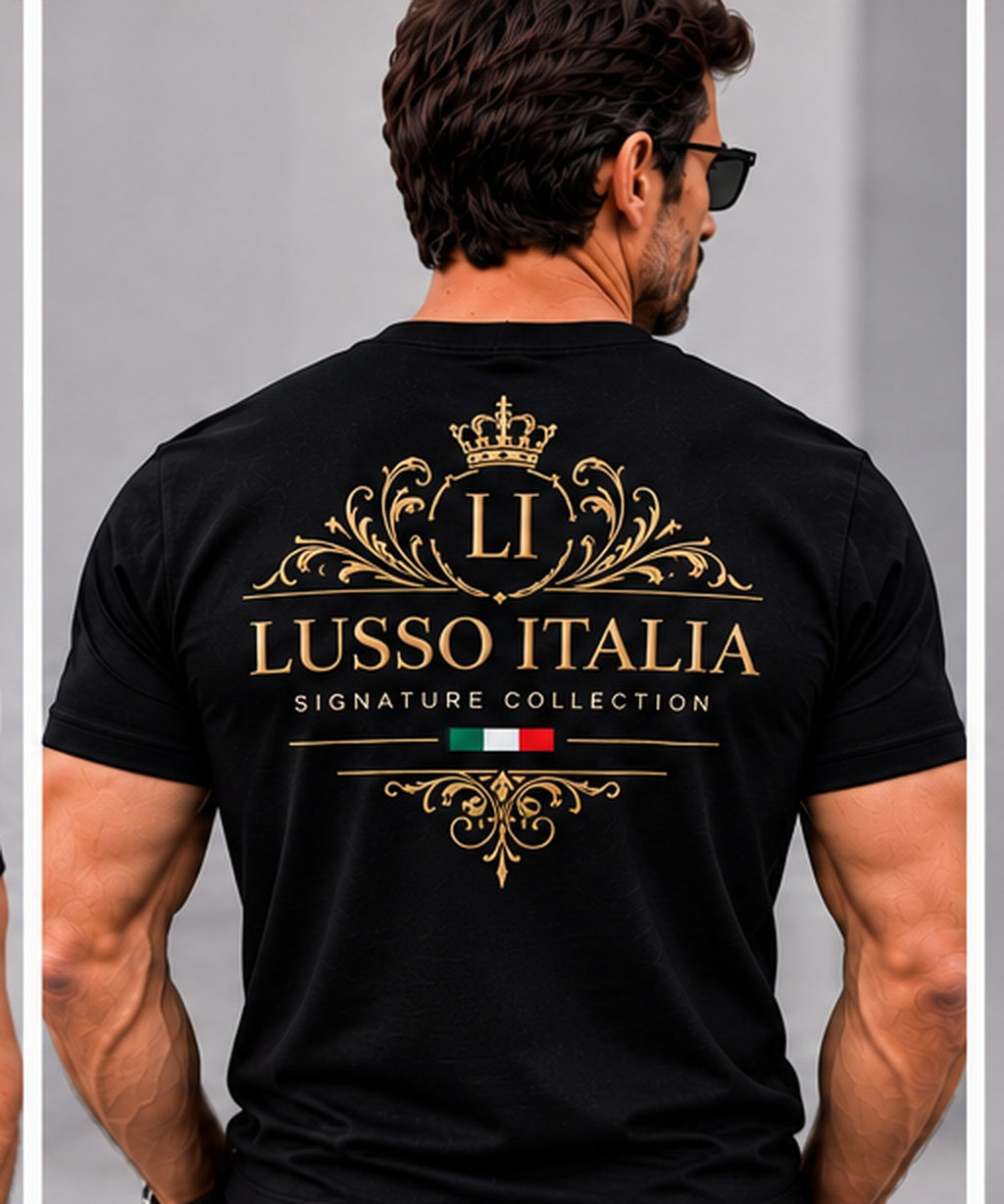 LUSSO ITALIA black T-shirt back model