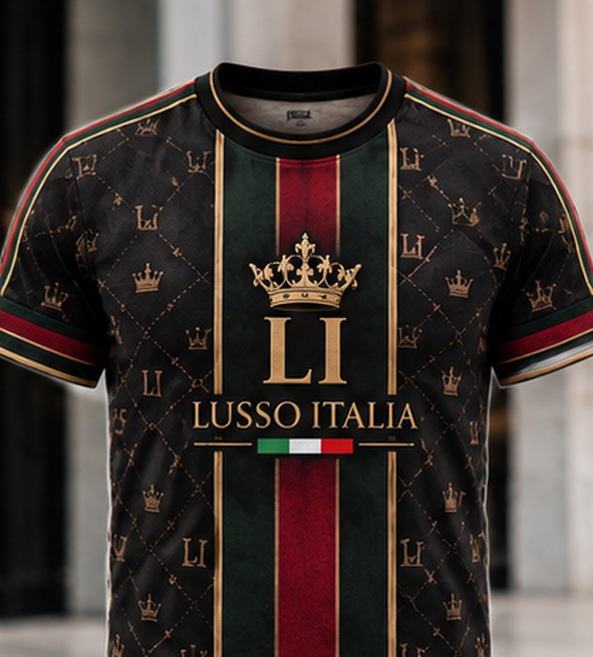 LUSSO ITALIA Black Heritage Monogram T-shirt product front
