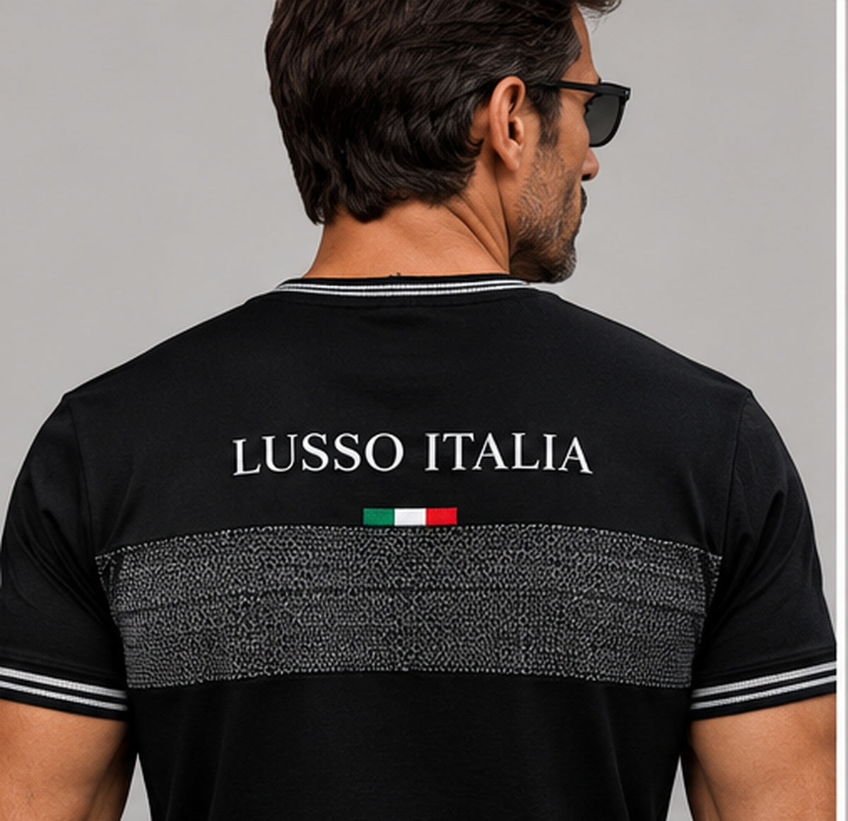 LUSSO ITALIA Venezia black and grey T-shirt back