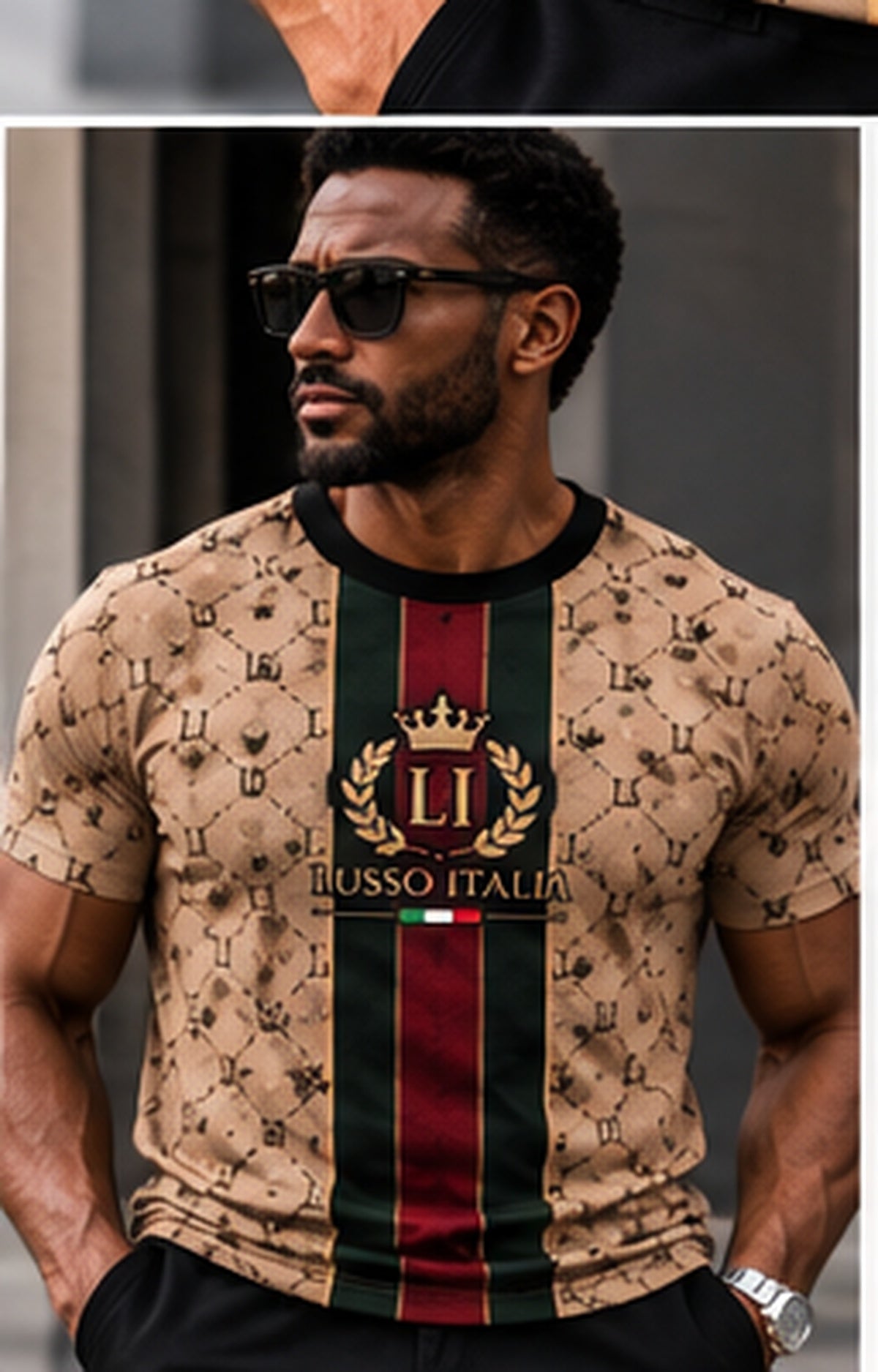 LUSSO ITALIA Heritage Monogram T-shirt detail