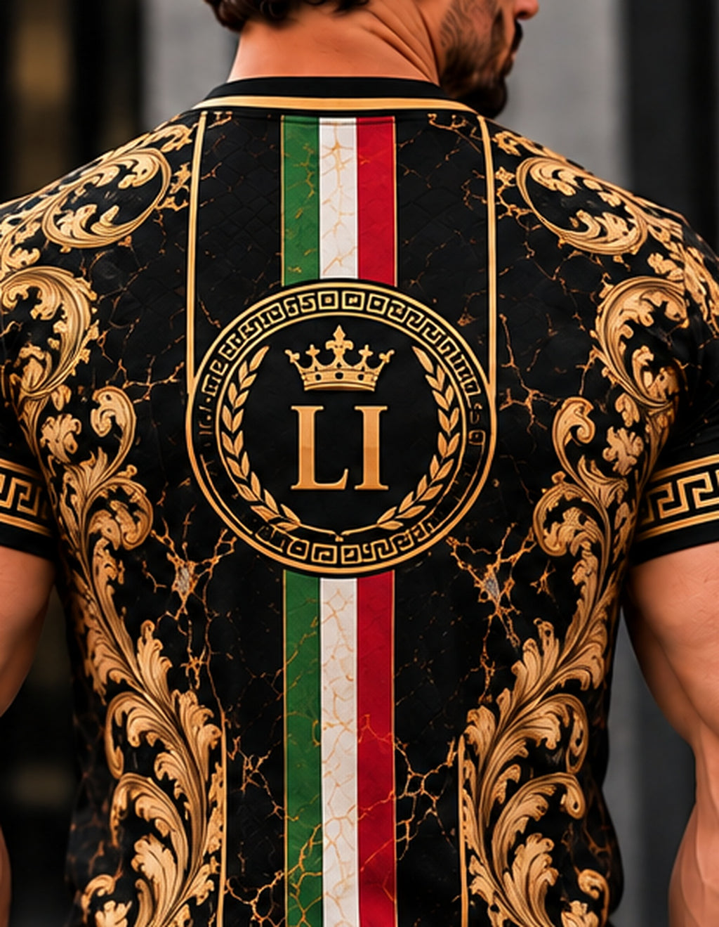 LUSSO ITALIA black gold T-shirt back detail
