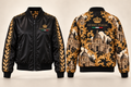 LUSSO ITALIA Women’s Black & Gold Reversible Silk Bomber Jacket