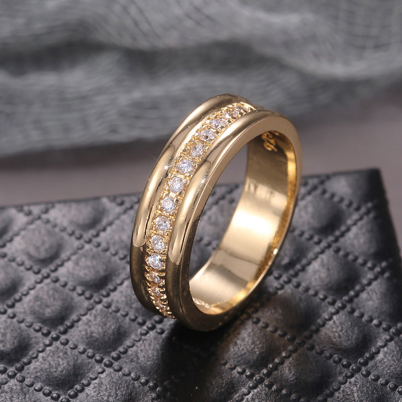 Simple Golden Sliver Rhinestones Ring Copper Plated RIngs Fashion Jewellery