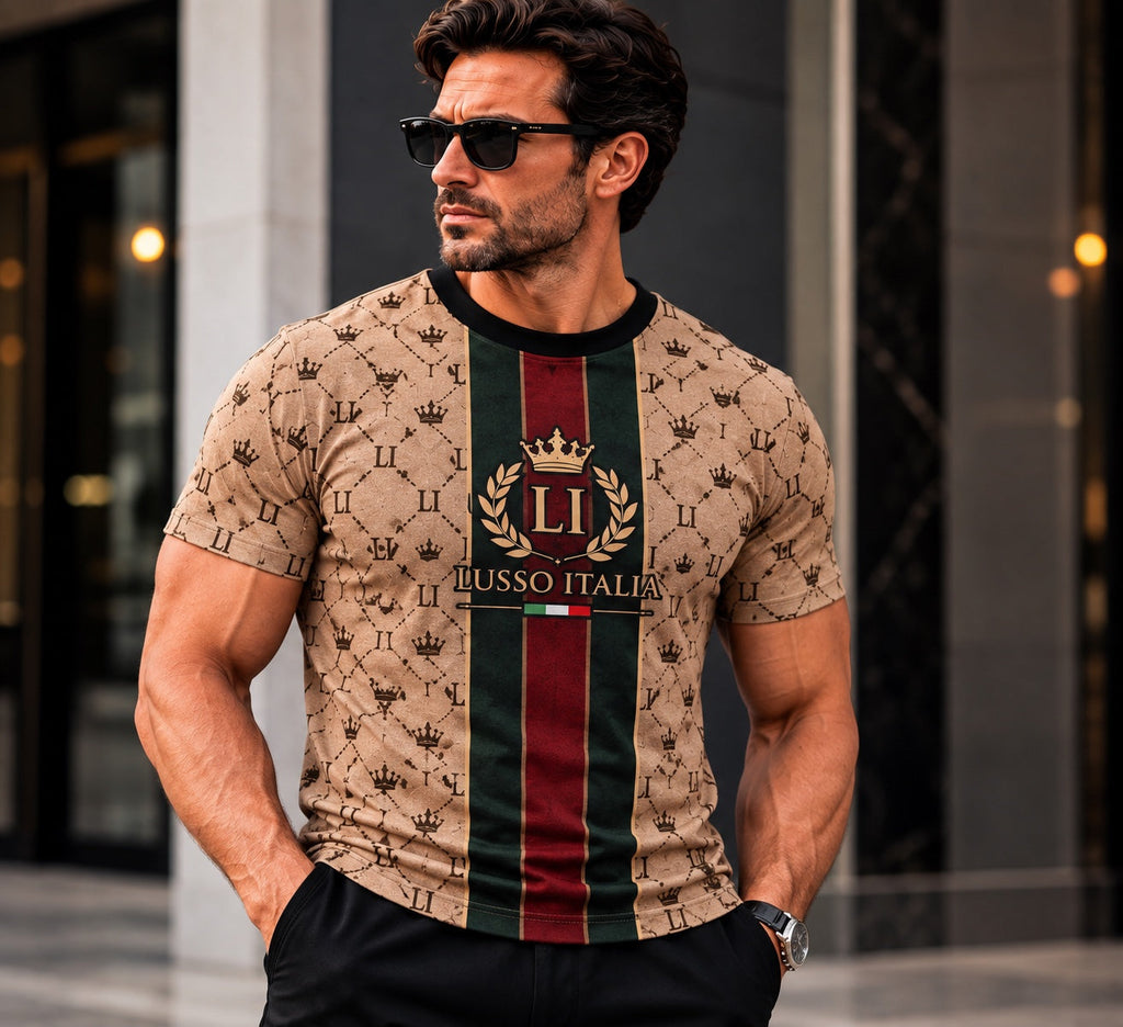 LUSSO ITALIA Heritage Monogram T-shirt full front model