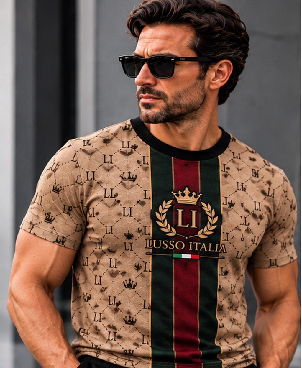 LUSSO ITALIA Heritage Monogram T-shirt male model