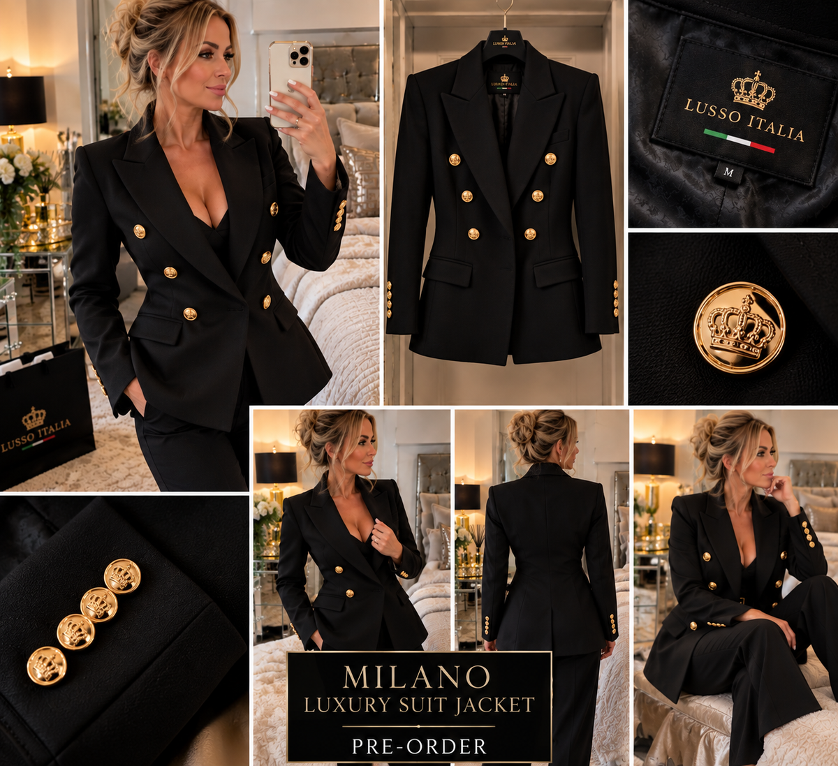 LUSSO ITALIA Milano Luxury Suit Jacket lifestyle photography styled at home
