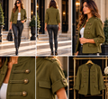 LUSSO ITALIA ROMA military-style jacket model, back, details and wardrobe display