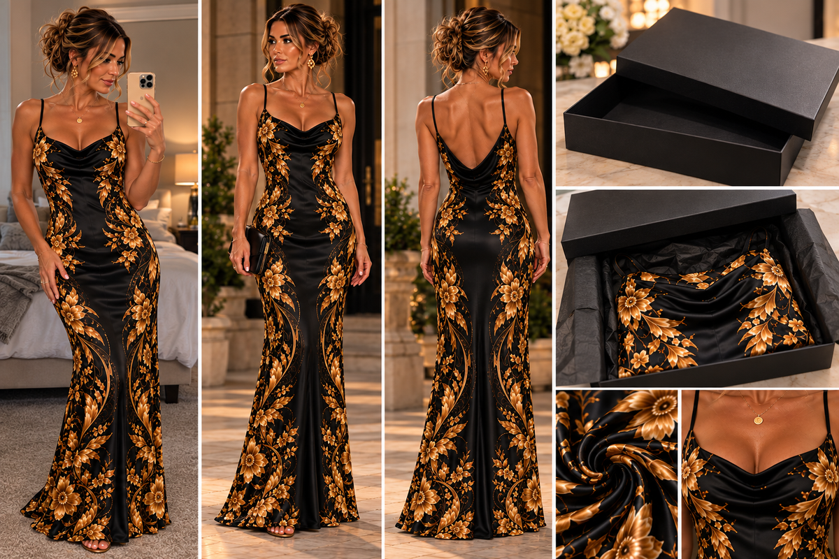Lusso Italia Milano Noir dress with plain black gift box