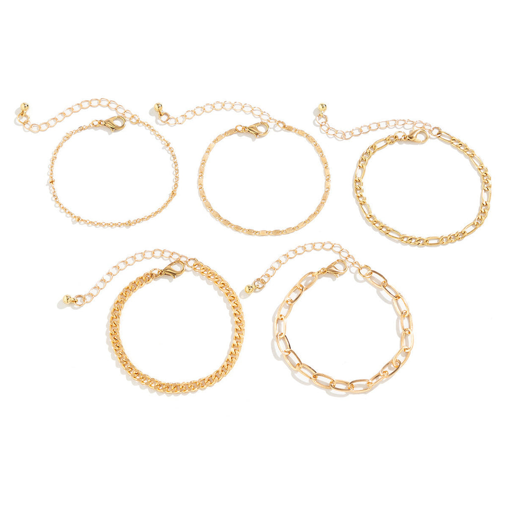 Simple Twin Cross Chain Bracelet for Women – Gold Electroplated Metal, Geometric Style, Personality Jewellery