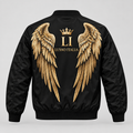 Angel Wing bomber concept mockup, wing artwork on back