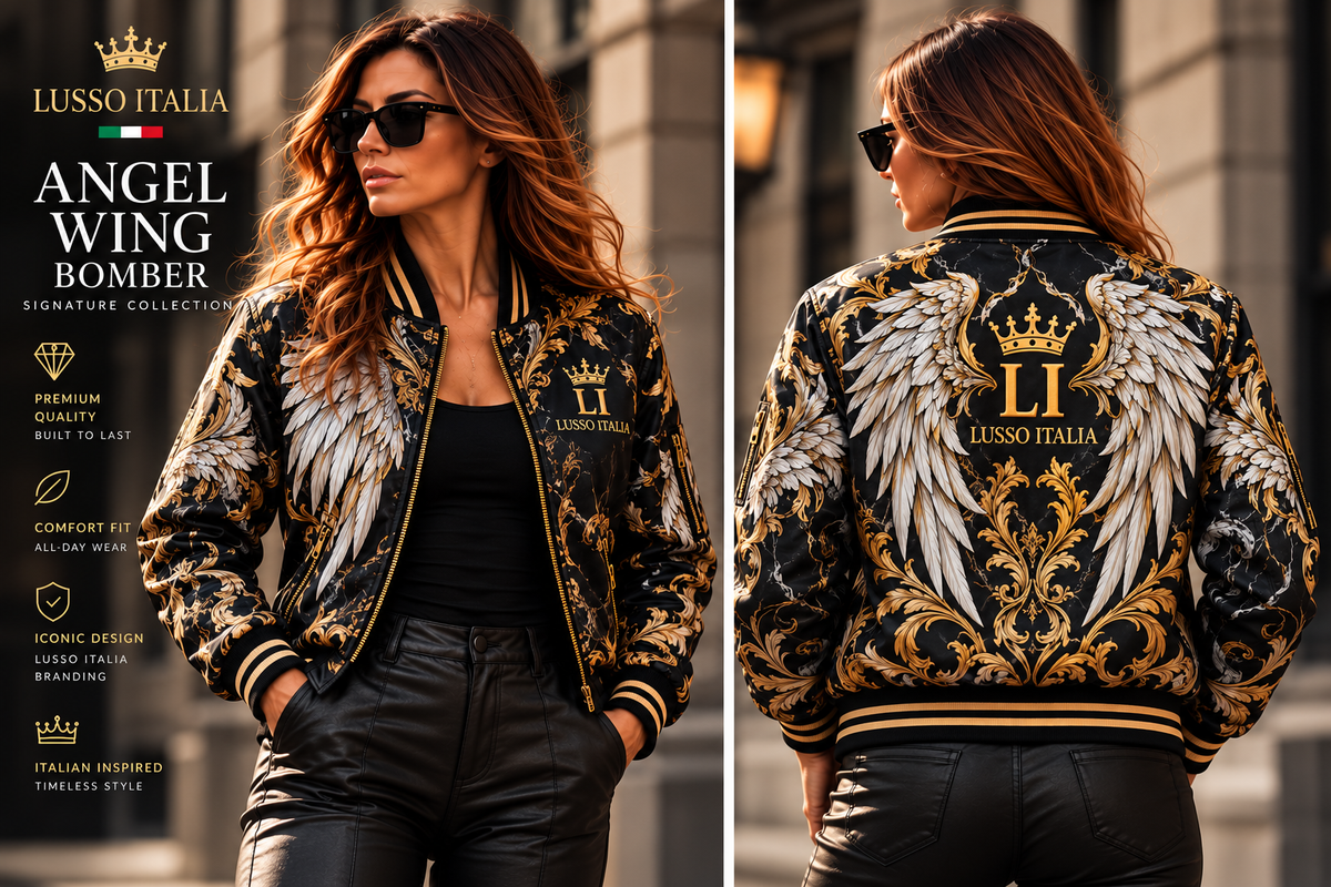 LUSSO ITALIA Angel Wing Bomber front and back model views