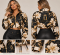 LUSSO ITALIA Gold Blossom cropped jacket front and back