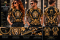 LUSSO ITALIA Imperial Lion unisex T-shirt front, back and detail views