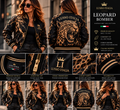 LUSSO ITALIA Leopard Bomber Jacket front, back and premium detail views