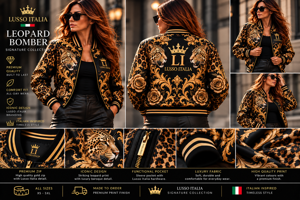 LUSSO ITALIA Leopard Bomber model and design detail views