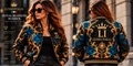 LUSSO ITALIA Royal Blossom Bomber front and back model views