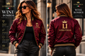 LUSSO ITALIA Wine Bomber Jacket front and back model views