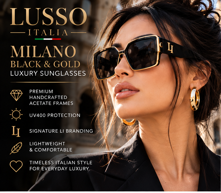 LUSSO ITALIA Milano sunglasses on East Asian female model