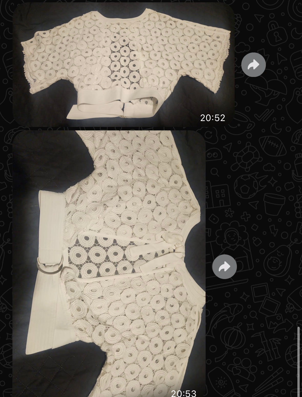 Lusso Reborn ivory lace top original garment view