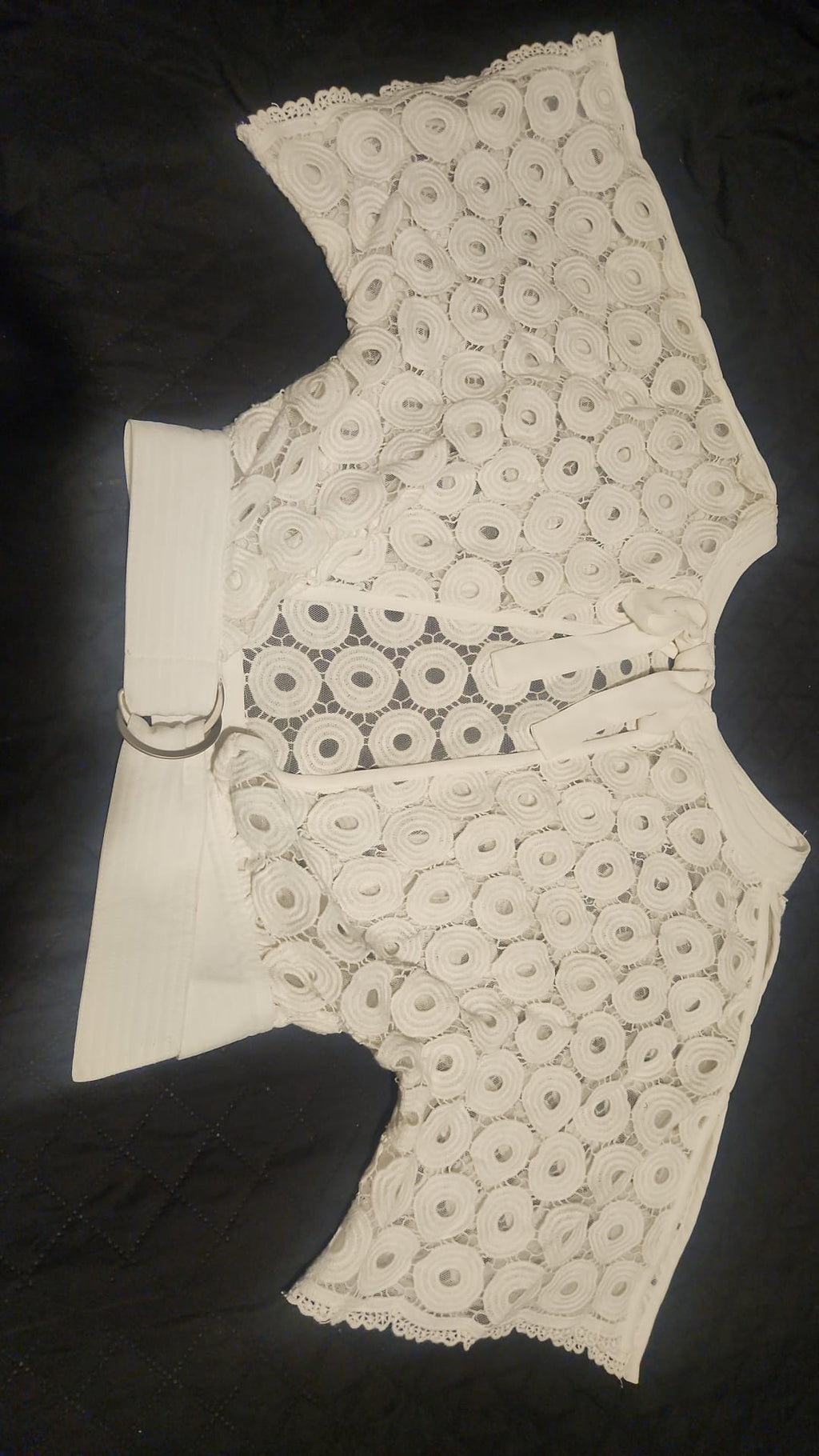 Lusso Reborn ivory lace top wrap and belt detail