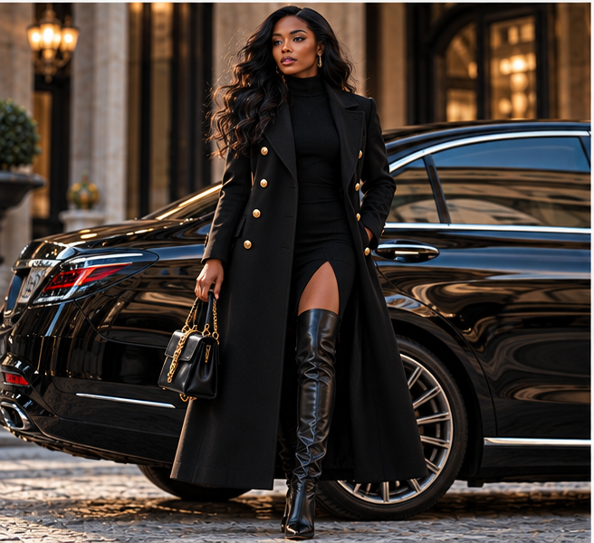 LUSSO ITALIA Milano Overcoat women's model black luxury